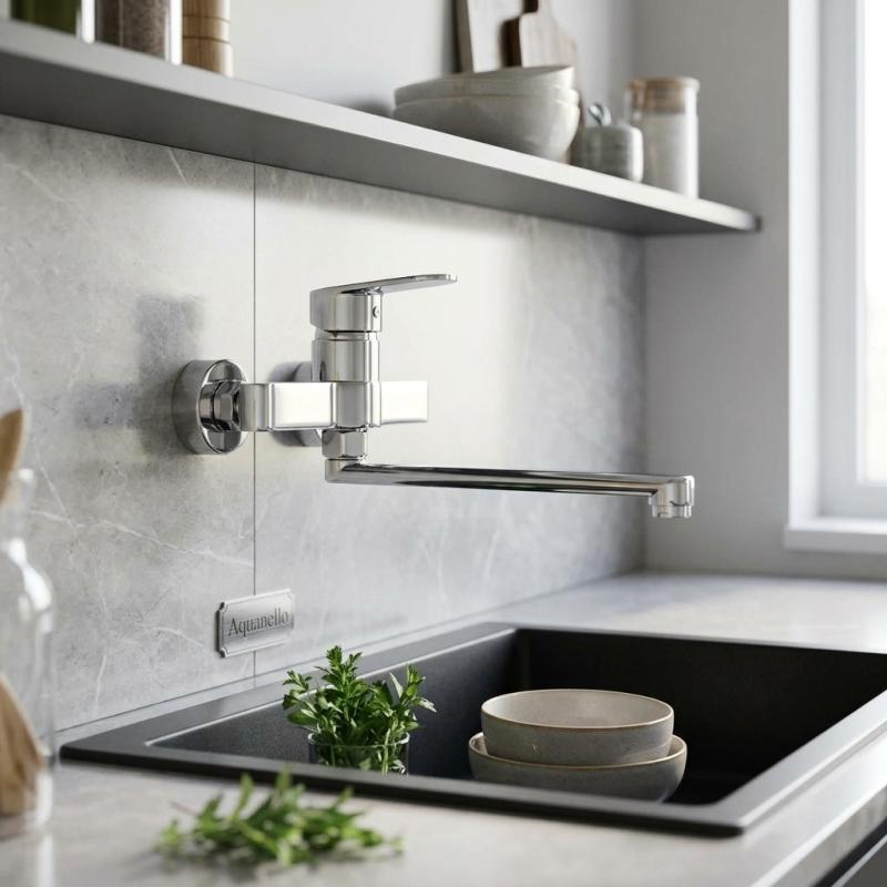 Aquanello Casa Eenhendel Keuken Muurkraan Chroom met uitloop 25 cm CR-1425-CS